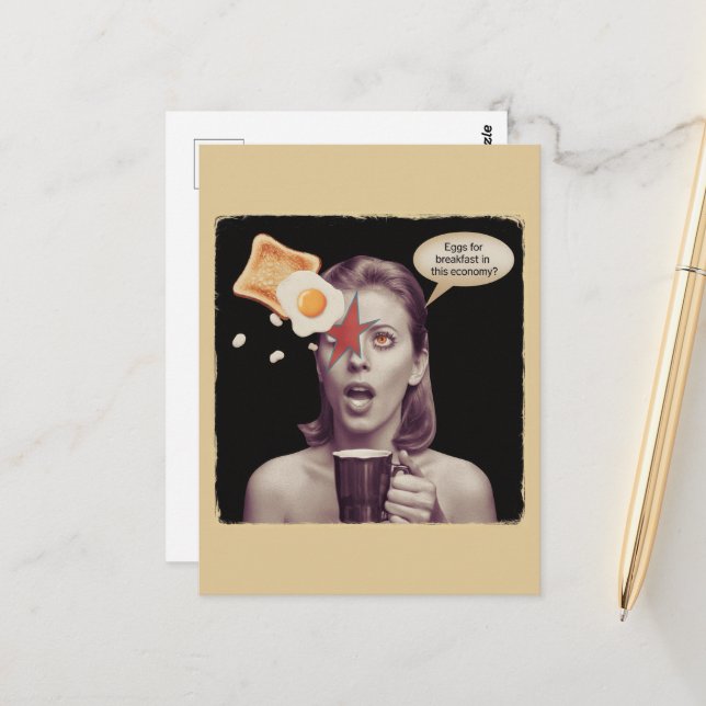 Carte Postale OEufs Pour Petit-Déjeuner Dans cette économie Surr (Devant/Arrière en situation)