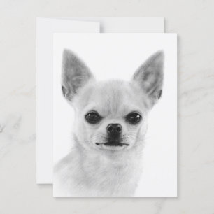 Carte Postale Oeuvre artisanale de Chihuahua blanc peinte à la m