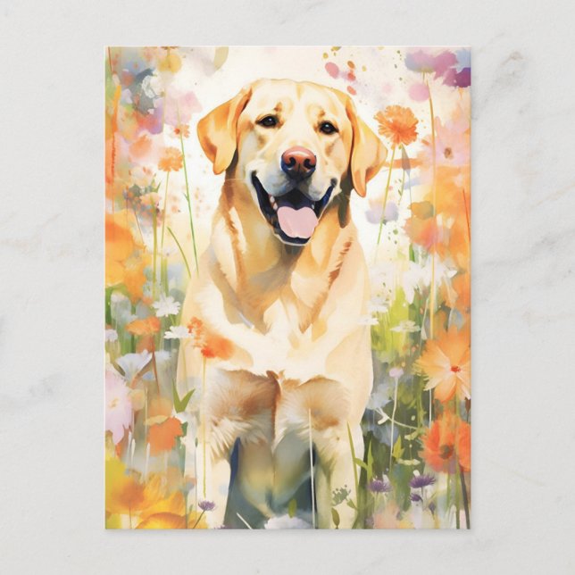 Carte Postale OEuvre colorée d'aquarelle Labrador (Devant)
