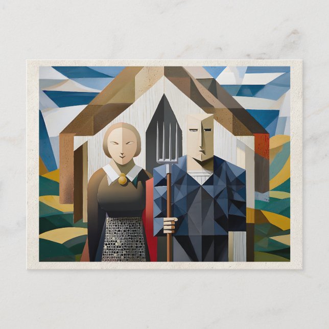 Carte Postale Œuvre d'art abstraite de remix d'IA Couple (Devant)