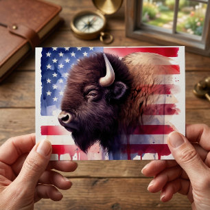Carte Postale Œuvre d'art majestueuse représentant des bisons am