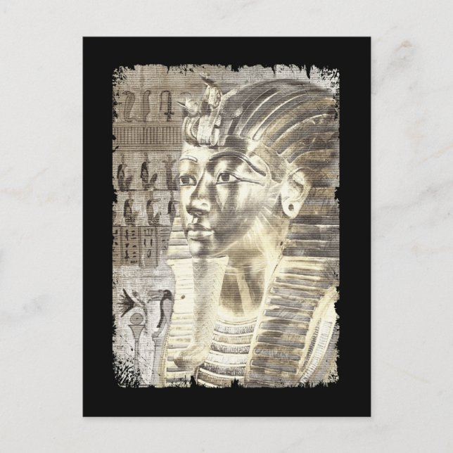 Carte Postale Œuvre d'art murale du pharaon égyptien roi Toutânk (Devant)