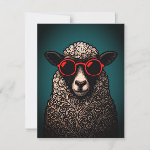 Carte Postale Oeuvre d'art murale représentant des moutons sympa