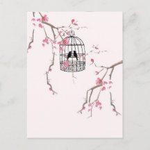 OEuvre d'art originale de cage à cerisier fleuri