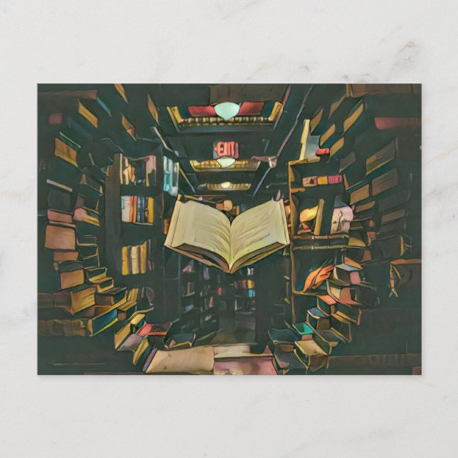 Carte Postale Œuvre d'art pour amateur de livres (Devant)