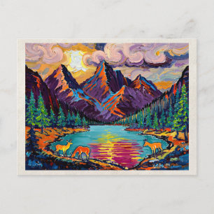 Carte Postale Œuvre d'art remixée par l'IA Fauvisme Montagnes