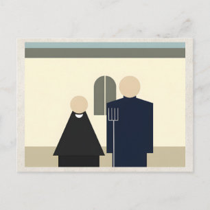 Carte Postale Œuvre d'art remixée par l'IA Minimalisme Couple