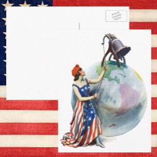 Carte Postale Œuvre d'art vintage de magazine de Lady Liberty pa