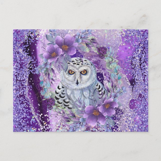 Carte Postale OEuvre de déesse de hibou neigeux par Renee (Devant)