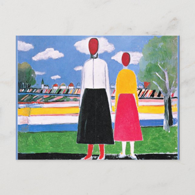 Carte Postale OEuvre de Malevich, Deux figures dans un paysage (Devant)