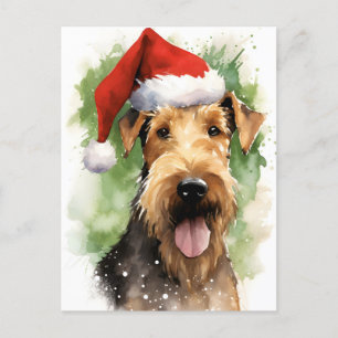 Carte Postale OEuvre de peinture de Noël Airedale Terrier