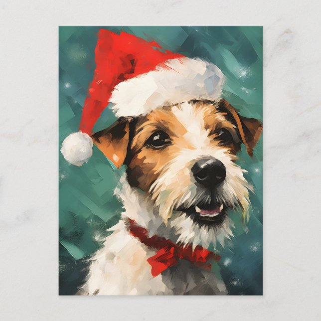 Carte Postale OEuvre de peinture de Noël Russel Terrier (Devant)
