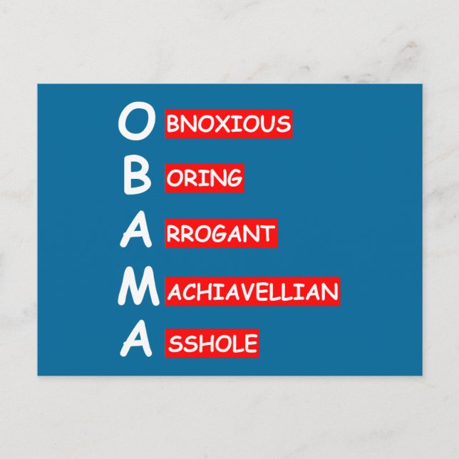 Carte Postale Offensive, insultante contre Obama (Devant)