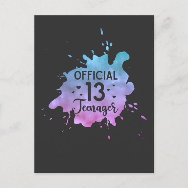 Carte Postale Officielle Fille Adolescente 13e Anniversaire (Devant)