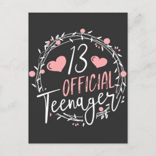 Carte Postale Officiellement adolescente pour son 13e anniversai