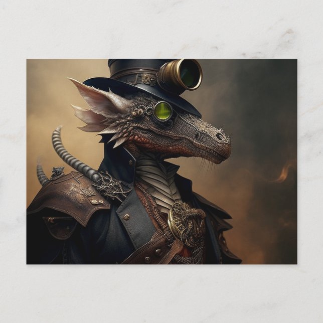 Carte Postale Officier de la Marine Steampunk Dragon (Devant)