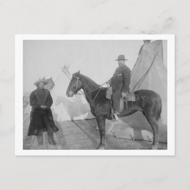 Carte Postale Oglala Chef "Ours rocheux" avec blanc (Devant)