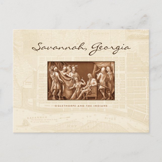 Carte Postale Oglethorpe et les Indiens (Devant)