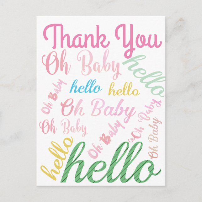 Carte Postale Oh Baby Personnalisé Fille Rose (Devant)
