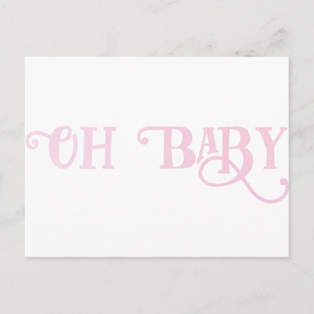 Carte Postale Oh Baby Personnalisé Fille Rose (Devant)