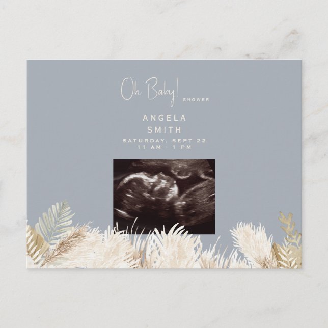 Carte Postale Oh Baby Ultrasound Dusty Baby shower bleu (Devant)