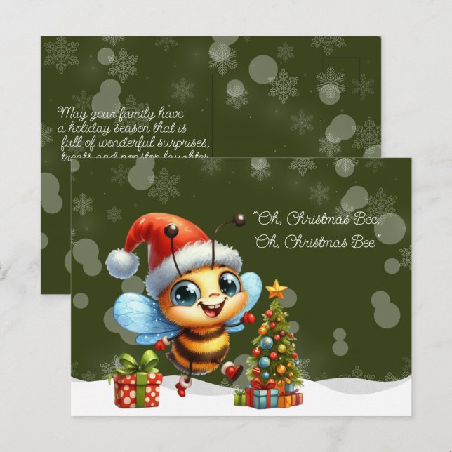 Carte Postale "Oh, Christmas BEE, Oh, Christmas BEE" (Devant / Derrière)