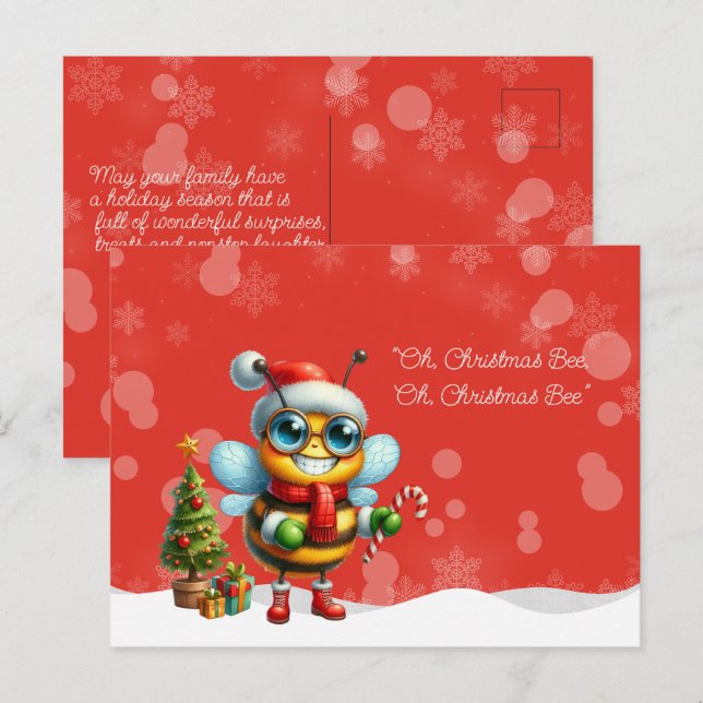 Carte Postale "Oh, Christmas BEE, Oh, Christmas BEE" (Devant / Derrière)