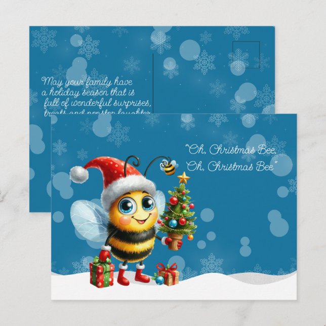 Carte Postale "Oh, Christmas BEE, Oh, Christmas BEE" (Devant / Derrière)