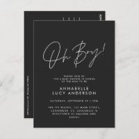 oh garçon Baby shower script noir élégant