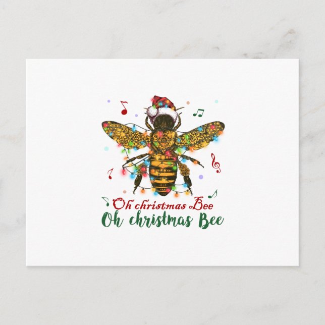 Carte Postale Oh Joyeux cadeau d'abeille de Noël (Devant)