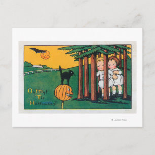Carte Postale Oh Mon Halloween Chat Noir Enfants Soignants