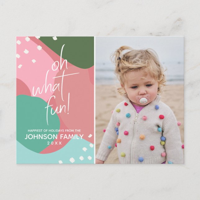 Carte Postale Oh Quel Amusant Coloré Mod Photo de Noël (Devant)