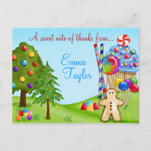 Carte Postale Oh Sweet Candy Land Cupcakes et Lollipops