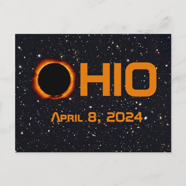 Carte Postale Ohio 2024 Total Éclipse Solaire (Devant)