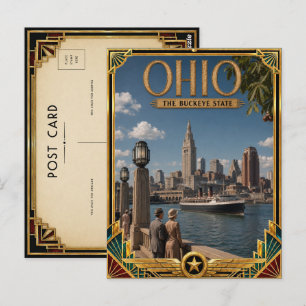 Carte Postale Ohio Art Déco vintage de l'âge d'or