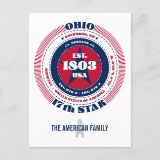 Carte Postale Ohio, Columbus, OH, Patriotique, Monogramme