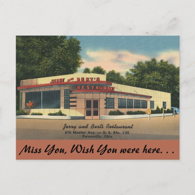 Carte Postale Ohio, Jerry & Bert's Restaurant, Painesville (Devant)