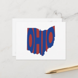 Carte Postale Ohio Nom de l'Etat Mot Art Bleu