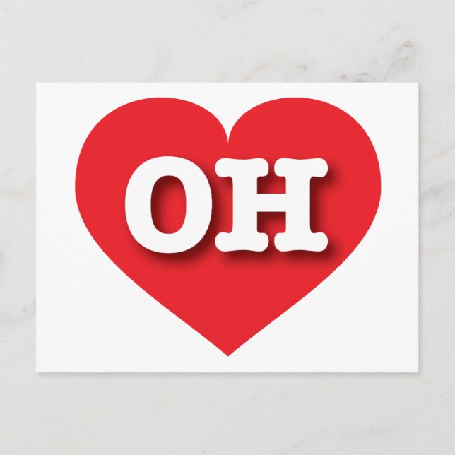 Carte Postale Ohio Red Heart - J'aime OH (Devant)