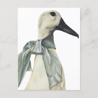 Carte Postale Oie d'aquarelle à l'Écharpe
