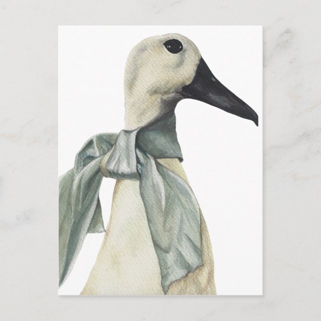 Carte Postale Oie d'aquarelle à l'Écharpe (Devant)