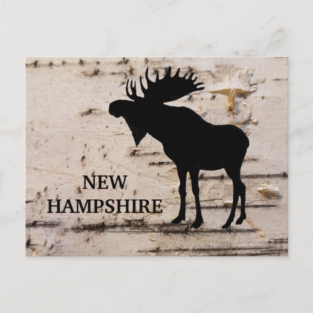 Carte Postale Oie silhouette noire sur écorce de bouleau (Devant)