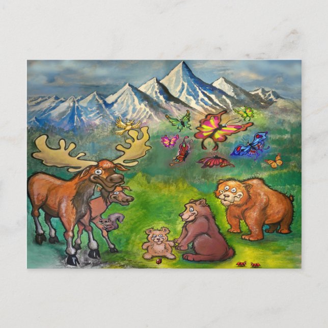 Carte Postale Oies et ours (Devant)
