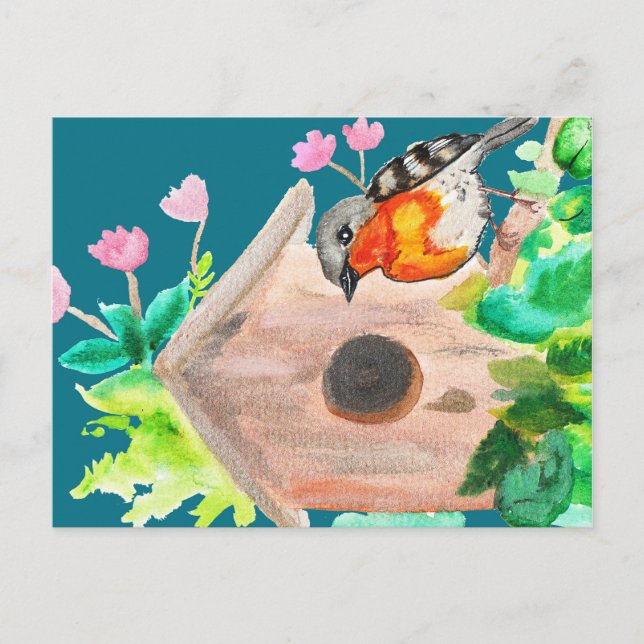 Carte Postale Oiseau à côté de la maison (Devant)