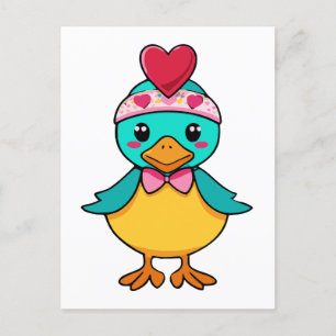 Carte Postale Oiseau adorable au coeur