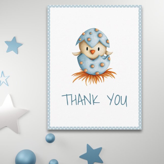 Carte Postale Oiseau Bébé Bleu Fantaisiste Éclosion Remerciement (Créateur téléchargé)