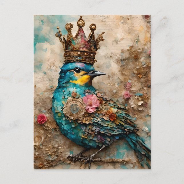 Carte Postale Oiseau bleu dans une couronne (Devant)