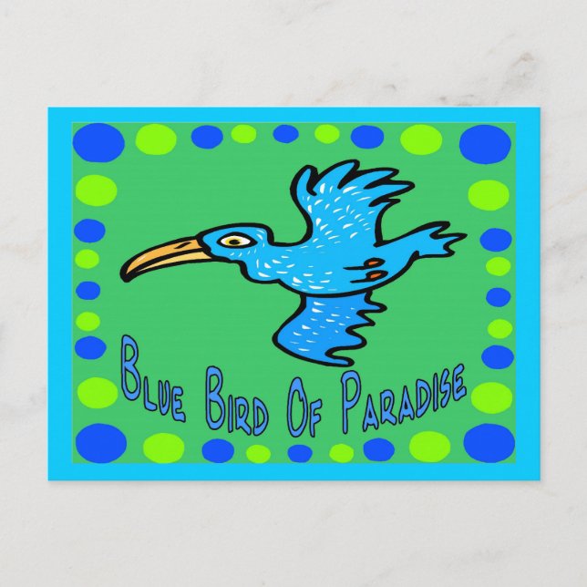 Carte Postale Oiseau bleu du Paradis 3 (Devant)