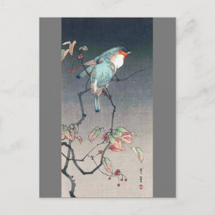 Carte Postale Oiseau bleu la nuit, Watanabe Seitei