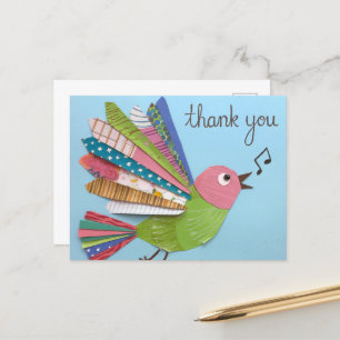 Carte Postale Oiseau Chantant Merci